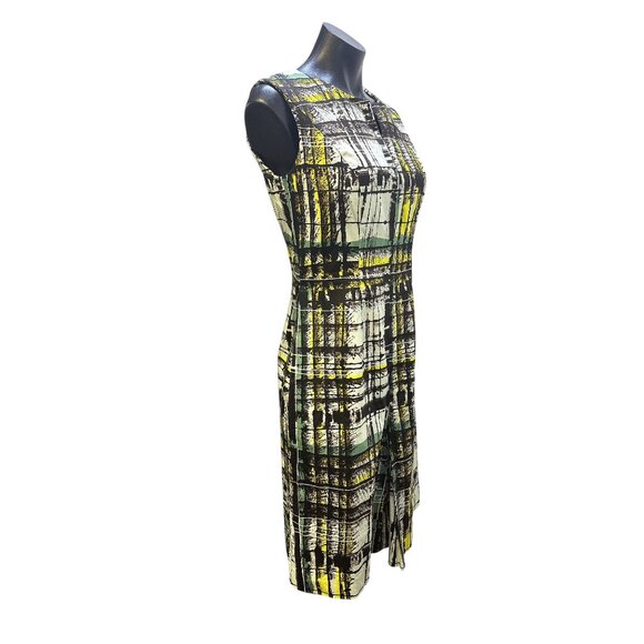 Carolina Herrera Mint Abstract Print Dress w/Yellow & Green Accents Size 8 - Picture 4 of 10